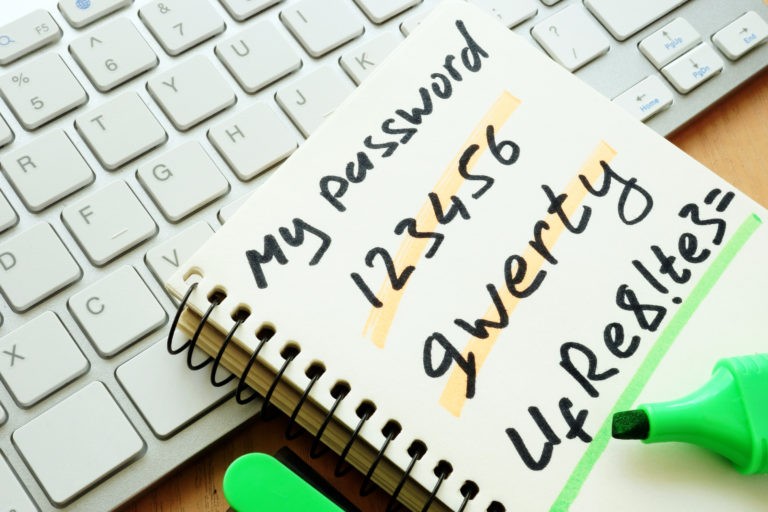 Passwords are insecure when written down on paper and must be properly secured and managed.