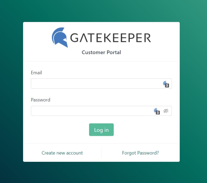 GateKeeper Proximity Enterprise customer portal login for password-free 2FA with a hardware token.