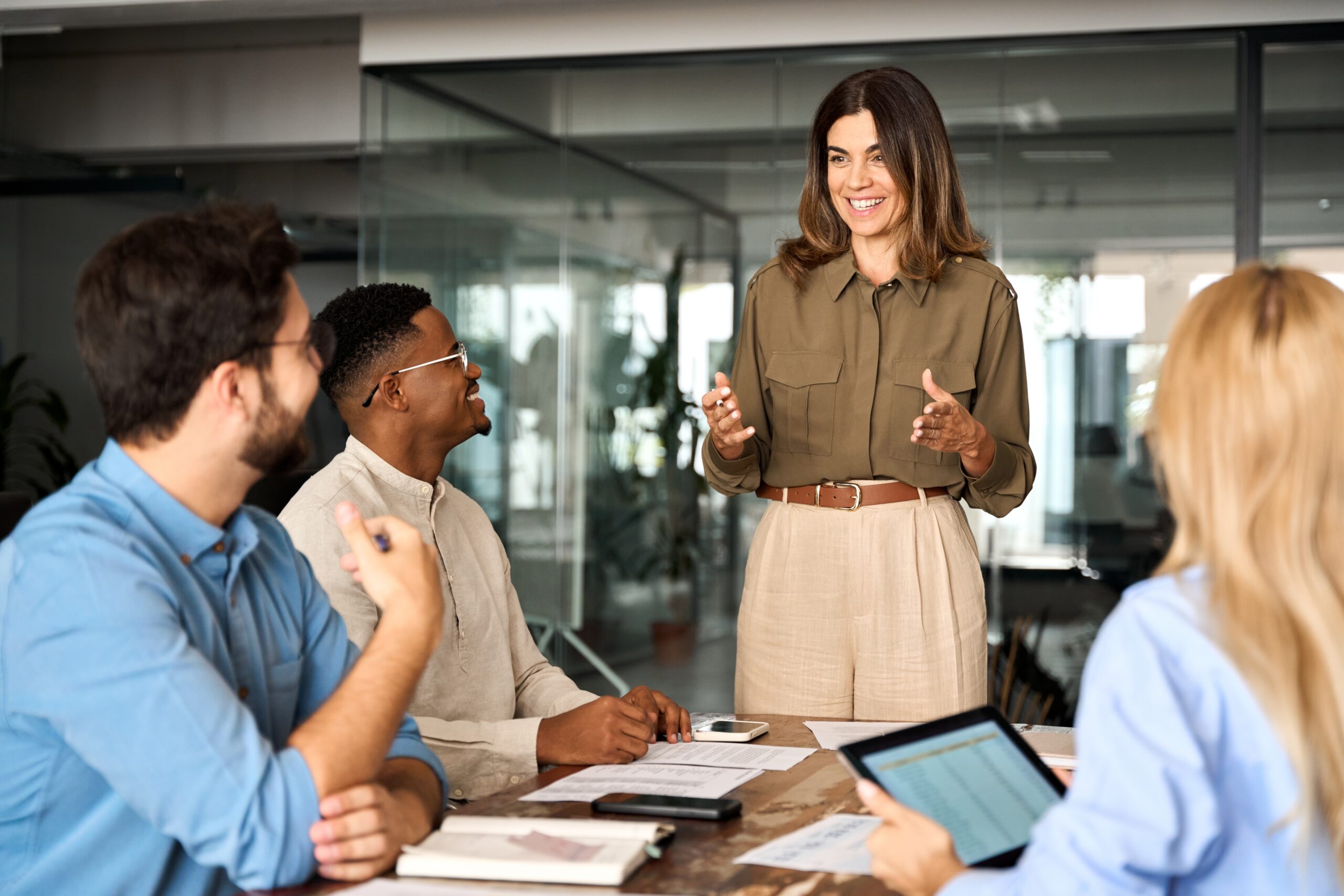Happy,Middle,Aged,Business,Woman,Executive,Ceo,Leader,Discussing,Project Happy,Middle,Aged,Business,Woman,Executive,Ceo,Leader,Discussing,Project
